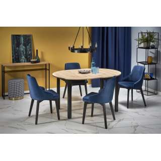 Spisebord Ringo 102-142 rundt uttrekkbart - eik artisan-svart matt