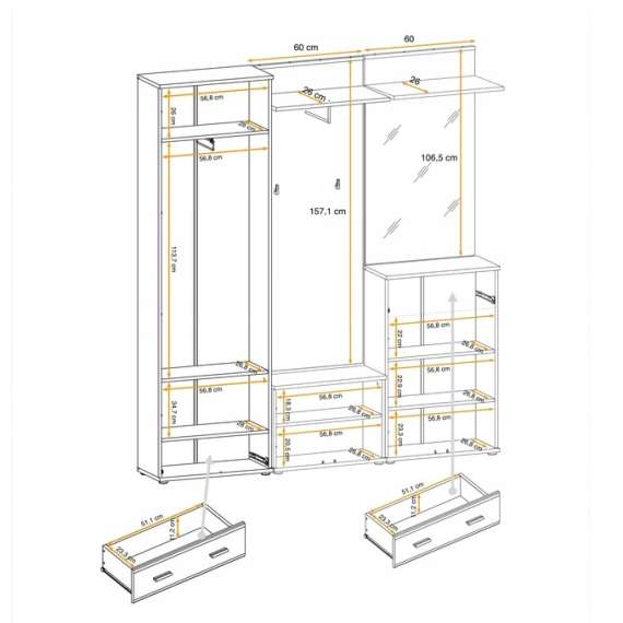 Entresett Marco III - antrasitt-eik artisan - 180 cm