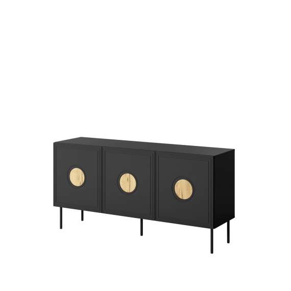 Skjenk Palazzo 150 - sort matt - eik - 3 dører