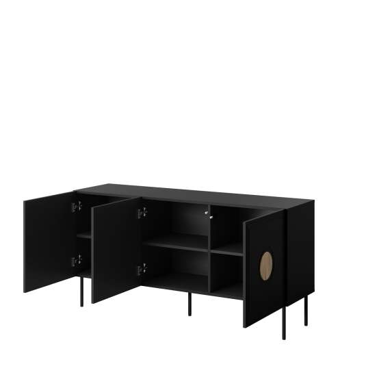 Skjenk Palazzo 150 - sort matt - eik - 3 dører