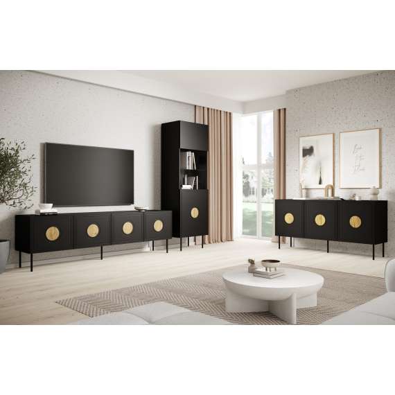 Vitrineskap Palazzo 60x190 - sort matt - eik