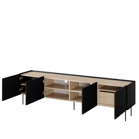 Tv-benk Desin 220 - sort og eik - 4 dører