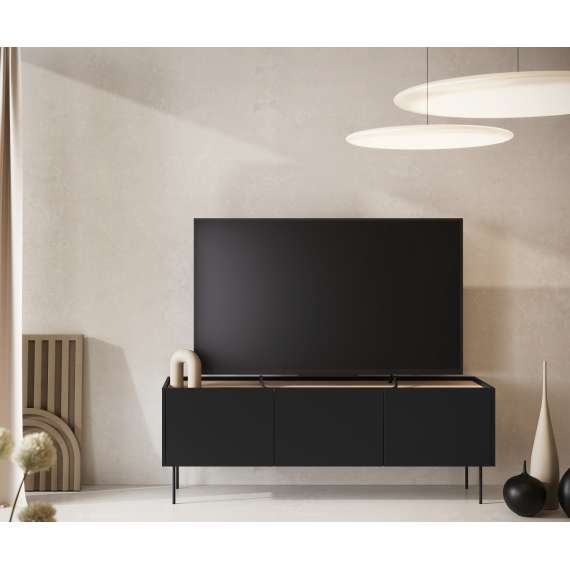 Tv-benk Desin 170 - sort og eik - 3 dører