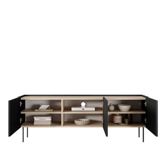 Tv-benk Desin 170 - sort og eik - 3 dører