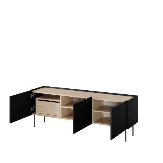 Tv-benk Desin 170 - sort og eik - 3 dører