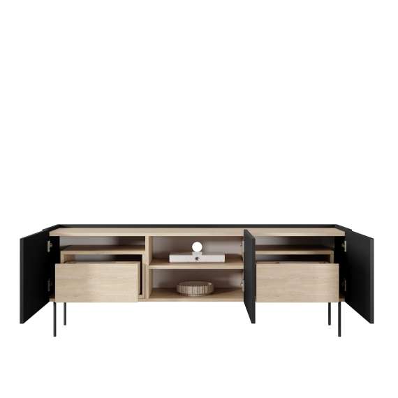 Tv-benk Desin 170 - sort og eik - 3 dører