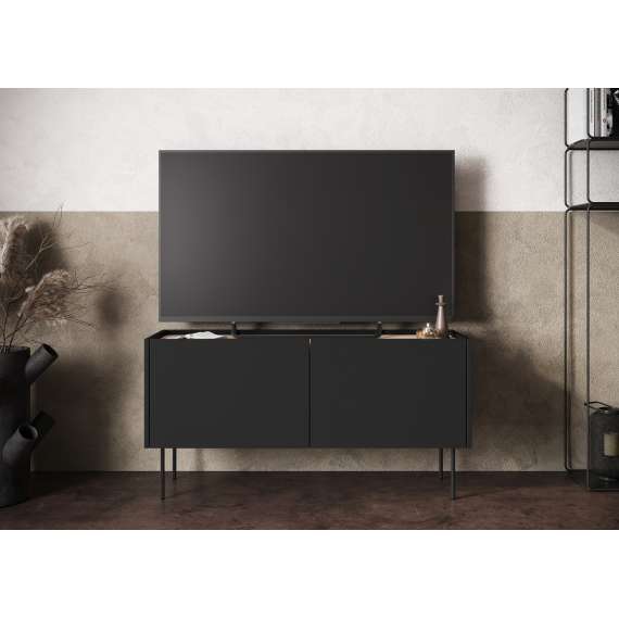 Tv-benk Desin 120 - sort og eik - 2 dører