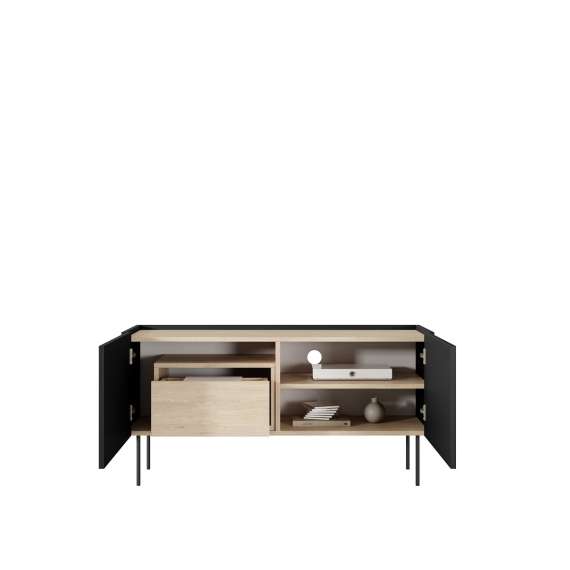 Tv-benk Desin 120 - sort og eik - 2 dører