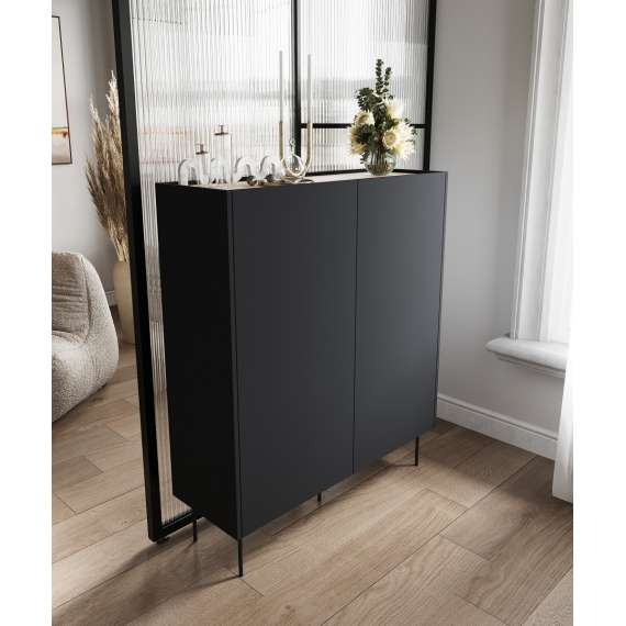 Skap Desin 120x140 - sort og eik - 2 dører