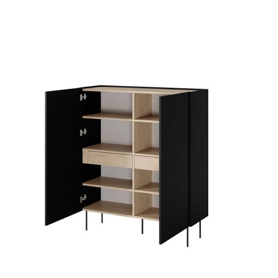 Skap Desin 120x140 - sort og eik - 2 dører