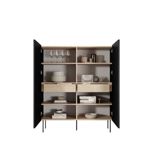 Skap Desin 120x140 - sort og eik - 2 dører