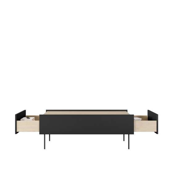 Stuebord Desin 120x60 - sort og eik - 2 skuffer