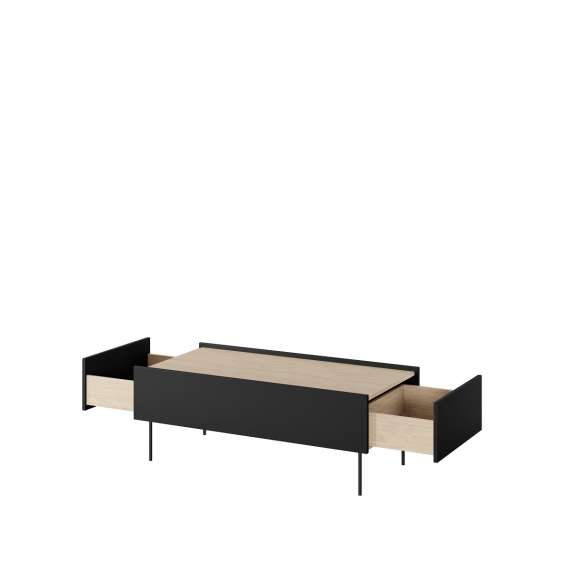 Stuebord Desin 120x60 - sort og eik - 2 skuffer