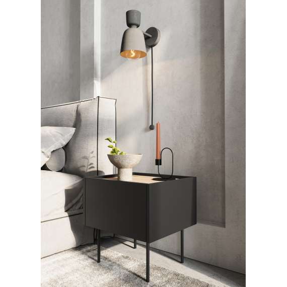 Nattbord Desin 45x45 - sort og eik - 1 skuff