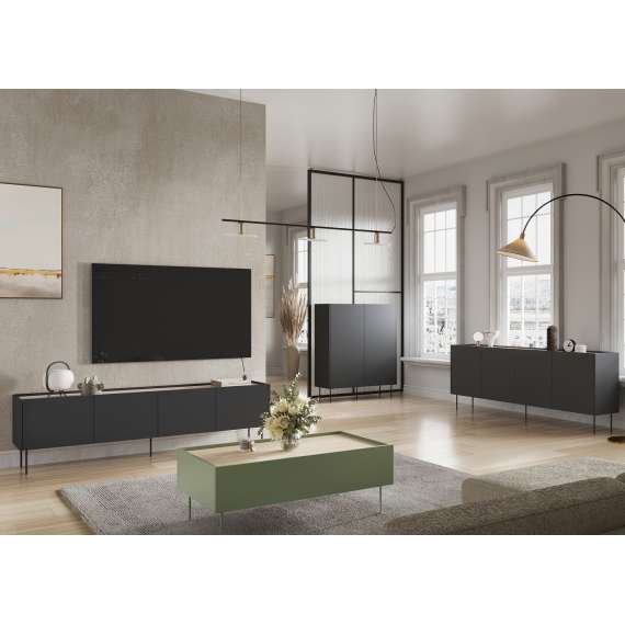 Nattbord Desin 45x45 - sort og eik - 1 skuff