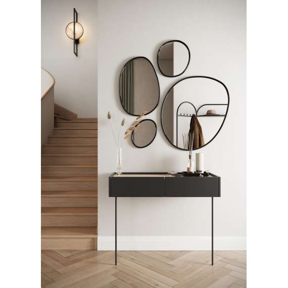 Konsollbord Desin 100x40 - sort og eik - 2 skuffer - veggmontert