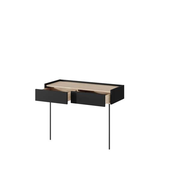 Konsollbord Desin 100x40 - sort og eik - 2 skuffer - veggmontert