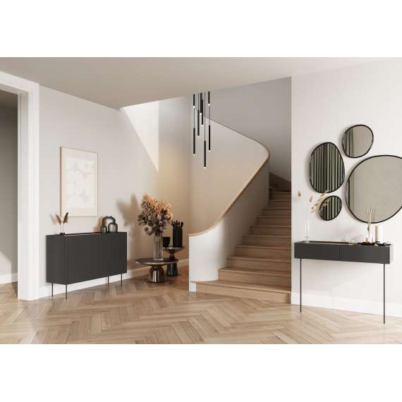 Konsollbord Desin 100x40 - sort og eik - 2 skuffer - veggmontert