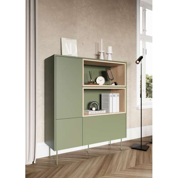 Skap Desin 120x140 - oliven og eik - 1 dør 1 skuff 2 hyller