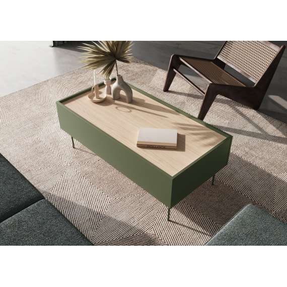 Stuebord Desin 120x60 - oliven og eik - 2 skuffer