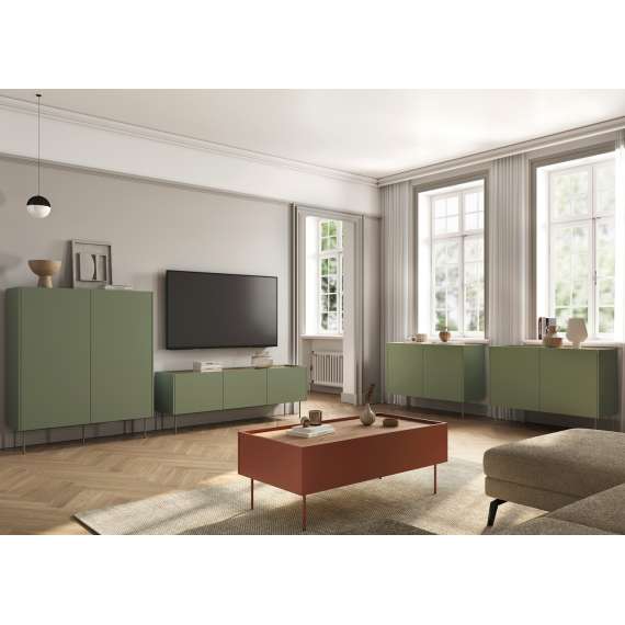 Stuebord Desin 120x60 - oliven og eik - 2 skuffer