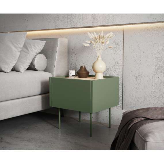 Nattbord Desin 45x45 - oliven og eik - 1 skuff