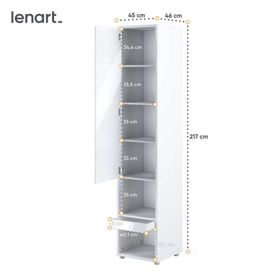 Skap til Bed Concept skapseng - Hvit høyglans