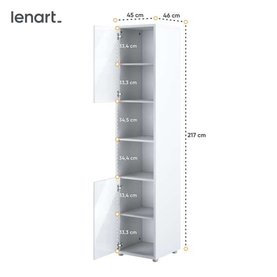 Skap 2D til Bed Concept skapseng - Hvit høyglans