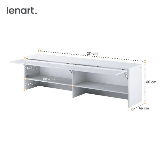 Overskap til Bed Concept skapseng 140 - Hvit høyglans