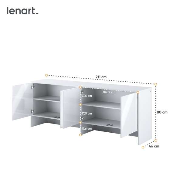 Overskap til Bed Concept skapseng 120 - Hvit høyglans
