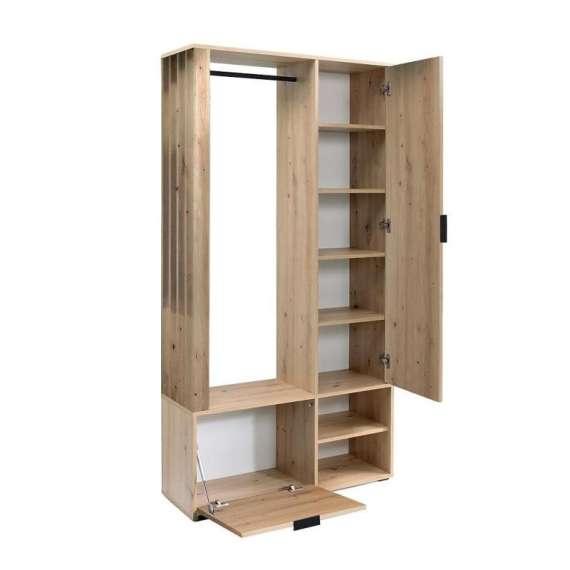 Garderobe til entré Milos 100x190 cm - eik - speil