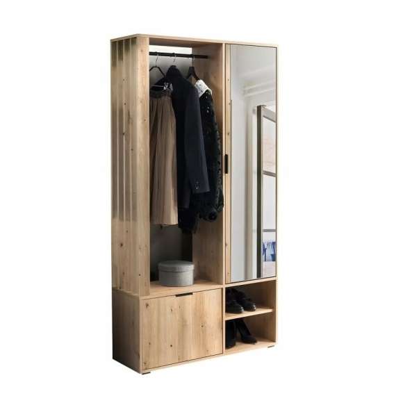 Garderobe til entré Milos 100x190 cm - eik - speil