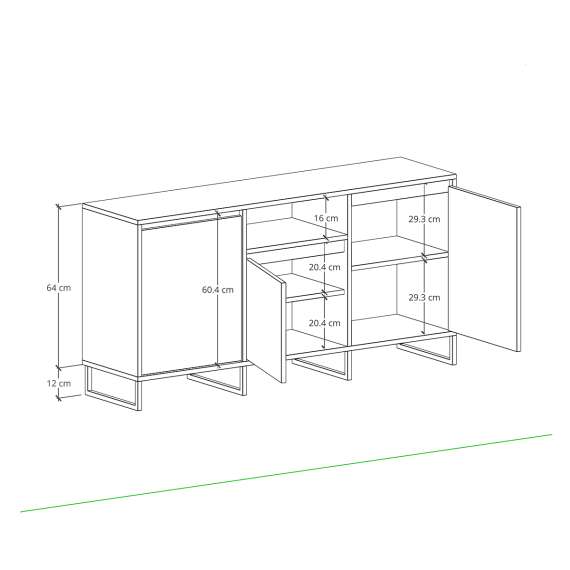Skjenk Bjorn 150-180x76 cm - Velg bredde og farge selv