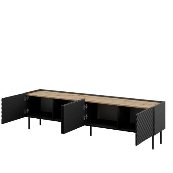 Tv-benk ONDA 200x54 - sort - 4 dører