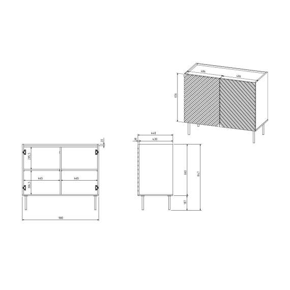 Skjenk ONDA 98x85 - sort - 2 dører