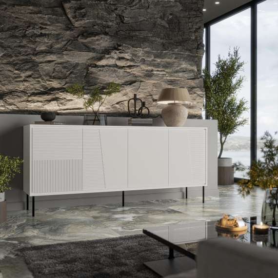 Skjenk ABI 200x88 - hvit - 4 dører