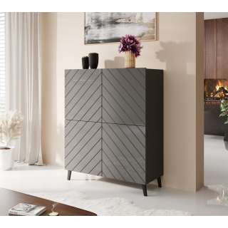 Skap Abetta 101x121 cm - Grafitt høyglans - 4 dører