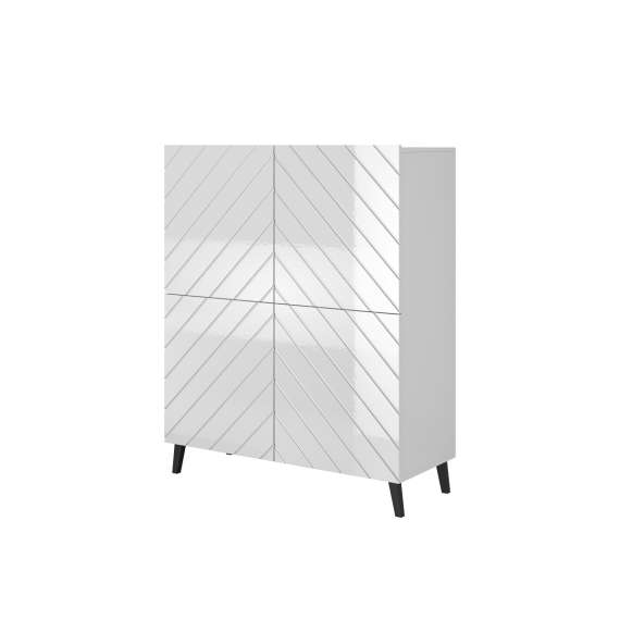 Skap Abetta 101x121 cm - hvit høyglans - 4 dører