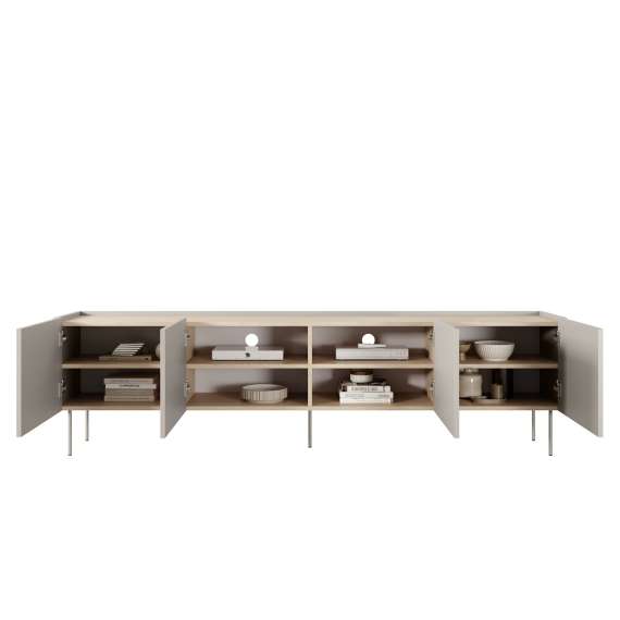 Tv-benk Desin 220 - cashmere og eik - 4 dører