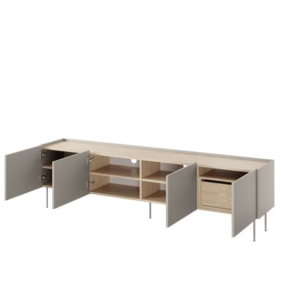 Tv-benk Desin 220 - cashmere og eik - 4 dører