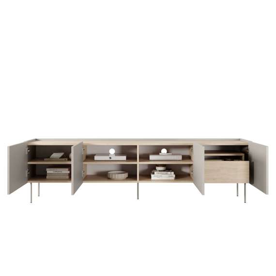 Tv-benk Desin 220 - cashmere og eik - 4 dører