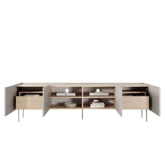 Tv-benk Desin 220 - cashmere og eik - 4 dører