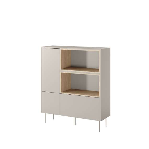 Skap Desin 120x140 - cashmere og eik - 1 dør 1 skuff 2 hyller