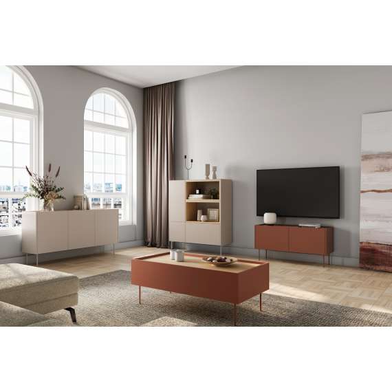 Skap Desin 120x140 - cashmere og eik - 1 dør 1 skuff 2 hyller