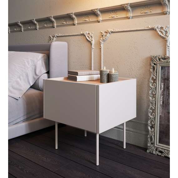 Nattbord Desin 45x45 - cashmere og eik - 1 skuff