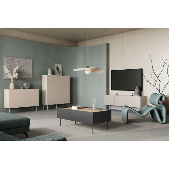 Konsollbord Desin 100x40 - cashmere og eik - 2 skuffer - veggmontert