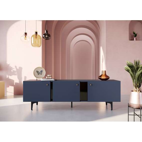 Tv-benk Colours 165x50 cm - 3 dører - mørk blå