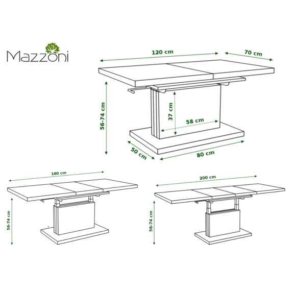 Sofabord Aston 120x70 cm - betong - hev/senk