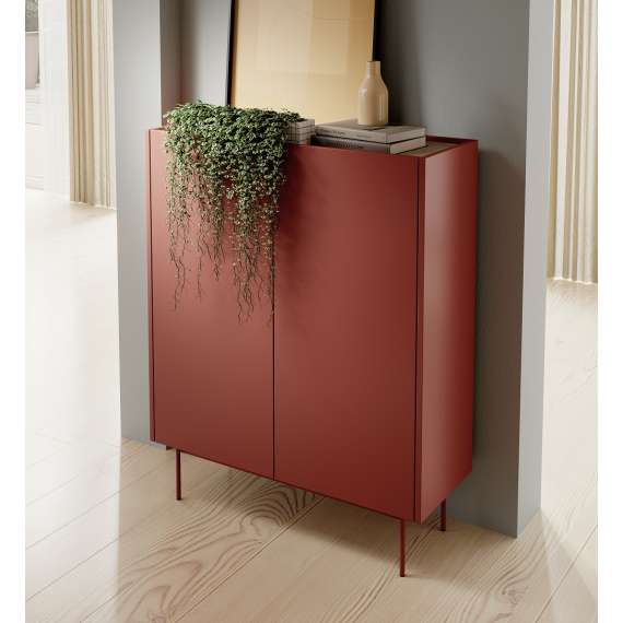 Skap Colo 97x122 - rustikk rød og eik - 2 dører