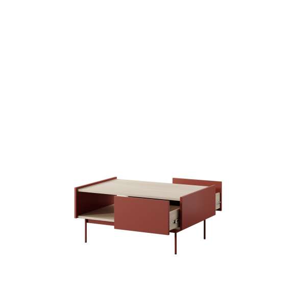 Stuebord Colo 97x65 - rustikk rød og eik - 2 skuffer